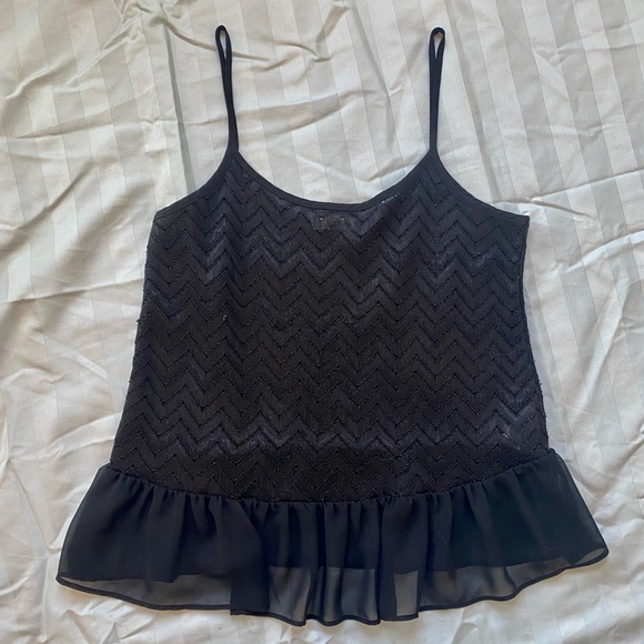 Sheer Black Peplum Lace Tank - Picture 1 of 5